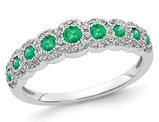 2/5 Carat (ctw) Natural Emerald Ring in 14K White Gold with Diamonds 1/5 Carat (ctw I2-I3)